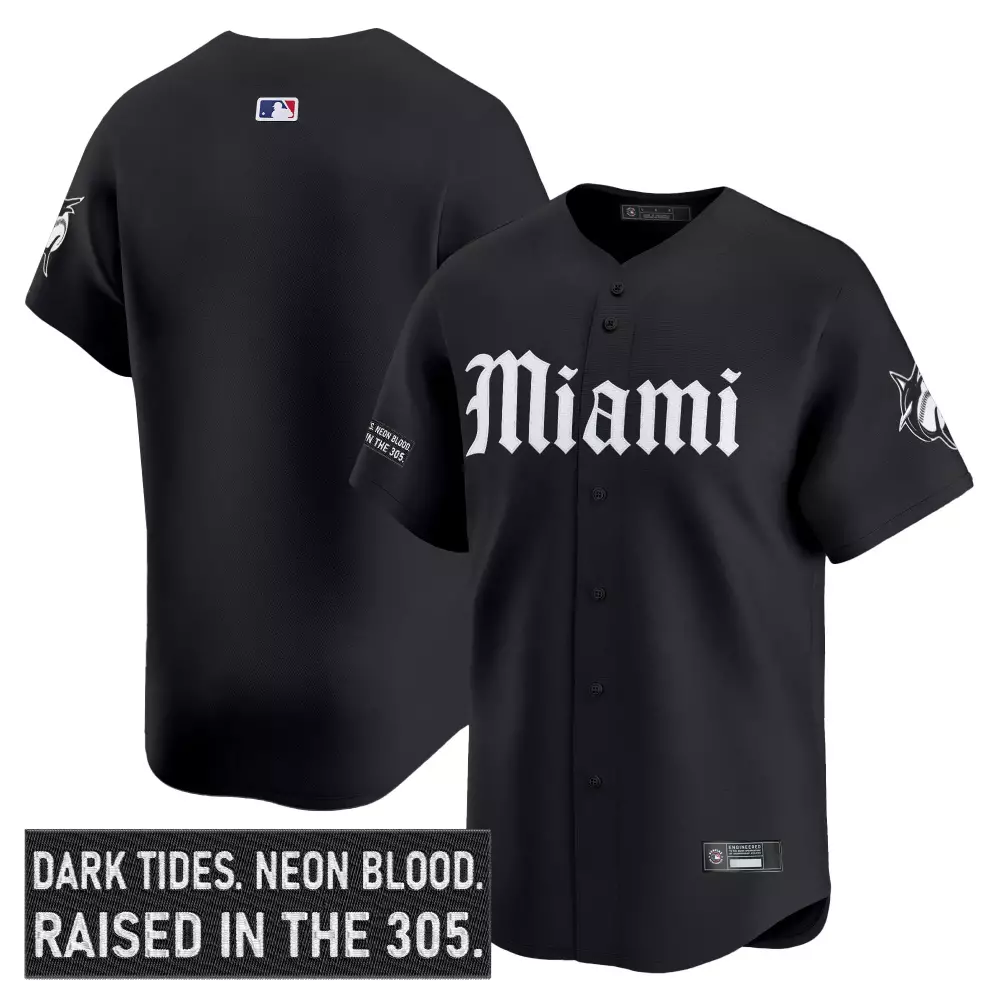 Miami Marlins Vapor Jersey | Black Limited Edition 2023 with Embroidered Patch | Men's Fan Gear for Game Day | For Men, Women & Youth