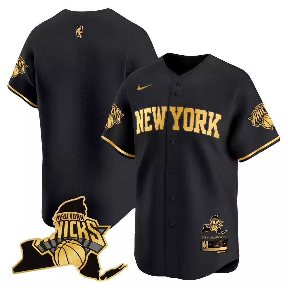 Men's New York Knicks Vapor Baseball Jersey | All Stitched Black 2023 | Embroidered Patch Fan Gear | For Men, Women & Youth