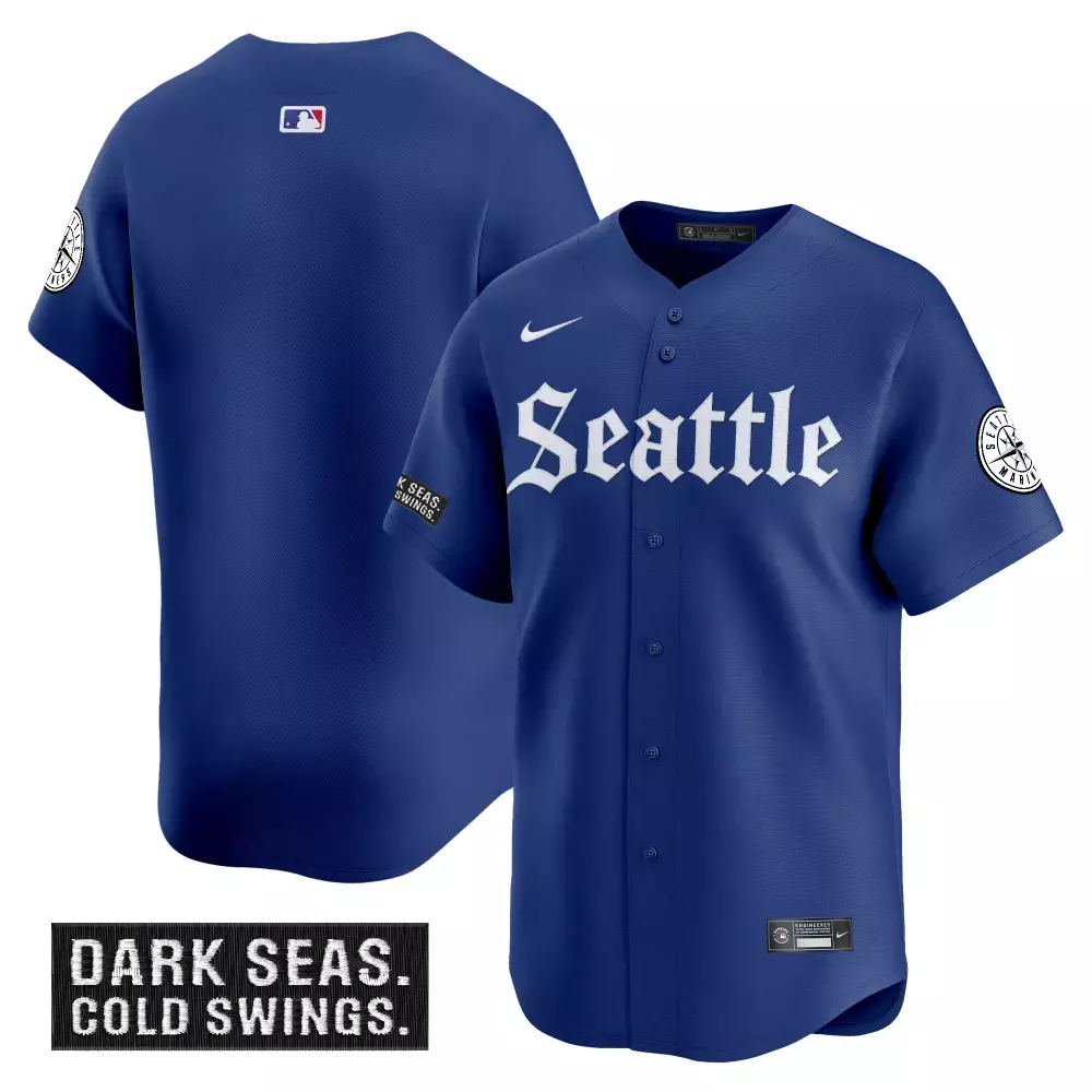 Men's Seattle Mariners Vapor Jersey | Deep Sea Gothic Edition Blue 2023 | Embroidered Dark Seas Patch | For Men, Women & Youth