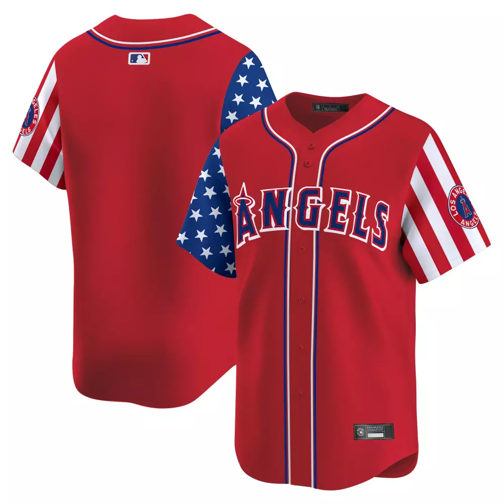 Men's Stitched Vapor Jersey | Los Angeles Angels Red 2025 Independence Day Edition | Fan Gear for Men, Women & Youth