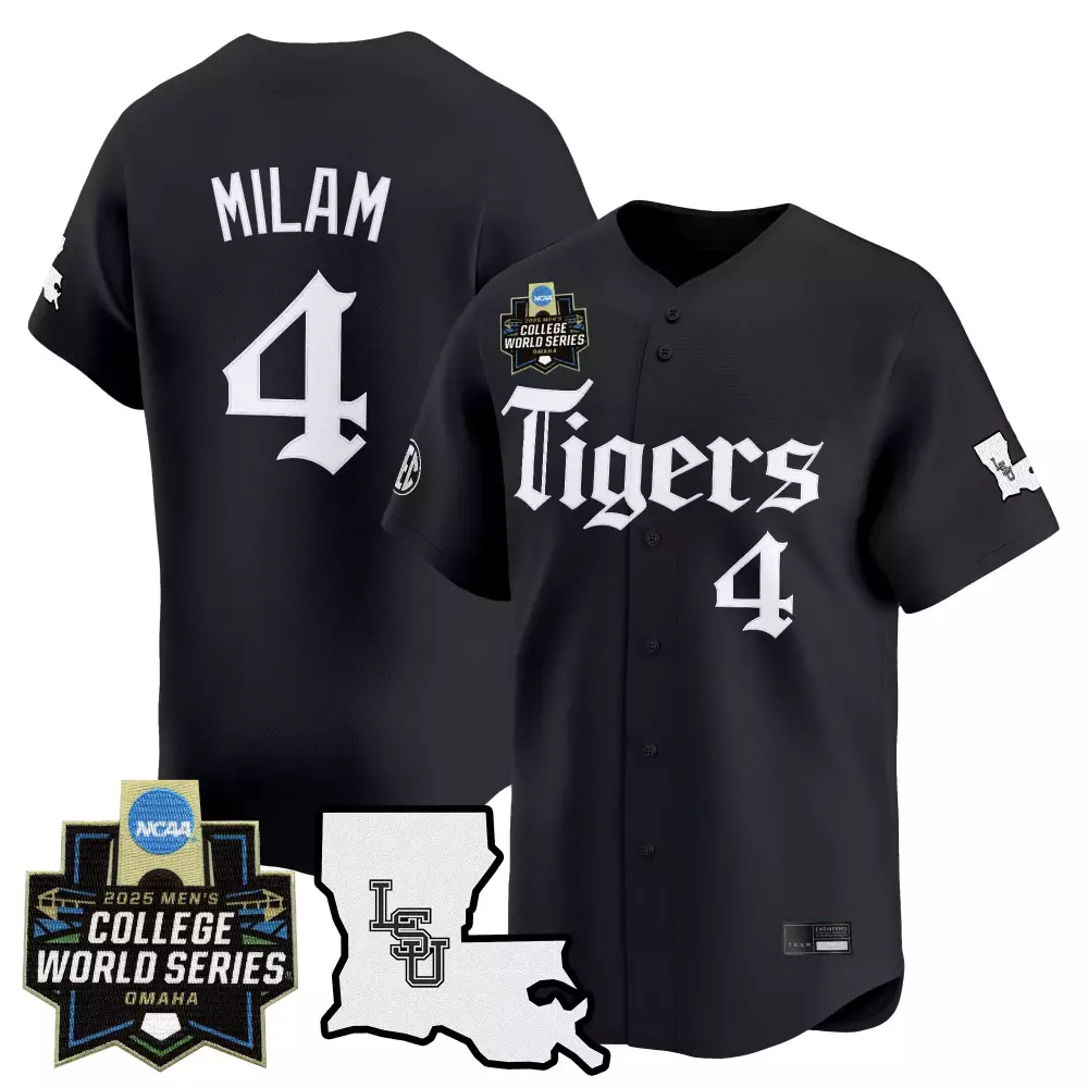 Milam 4 LSU Tigers Men's Black Vapor Jersey | 2025 College World Series Edition | Fan Gear for Men, Women & Youth
