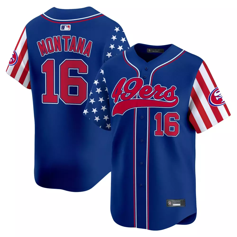 Montana 16 San Francisco 49ers 2025 Independence Day Blue Stitched Vapor Jersey | Stylish Fan Gear | For Men, Women & Youth