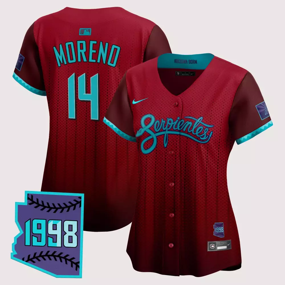 Moreno 14 Arizona Diamondbacks 2025 Vapor Jersey | Red with 1998 Patch | Limited Edition Fan Gear | For Men, Women & Youth