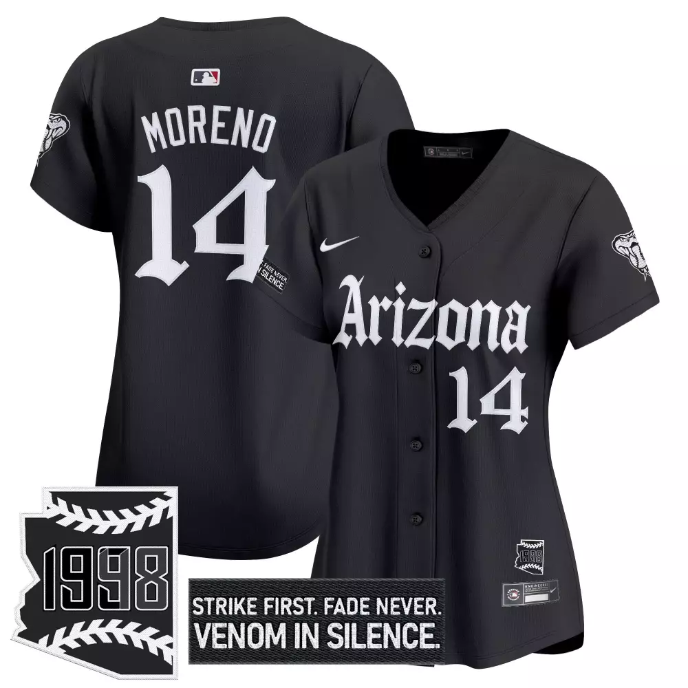 Moreno 14 Arizona Diamondbacks White Vapor Jersey | 1998 Patch Edition | Limited Edition Fan Gear | For Men, Women & Youth