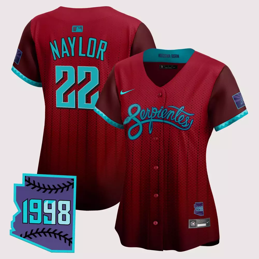 Naylor 22 1998 Arizona Diamondbacks City Connect Jersey | Red Stitched for Women | For Men, Women & Youth