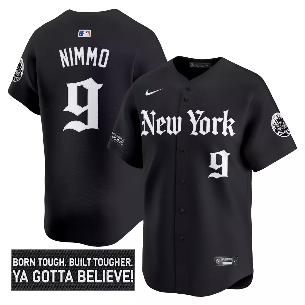 Nimmo 9 Men's Black New York Mets Vapor Jersey | 2023 Embroidered 'Ya Gotta Believe' Patch | Fan Gear for Men, Women & Youth