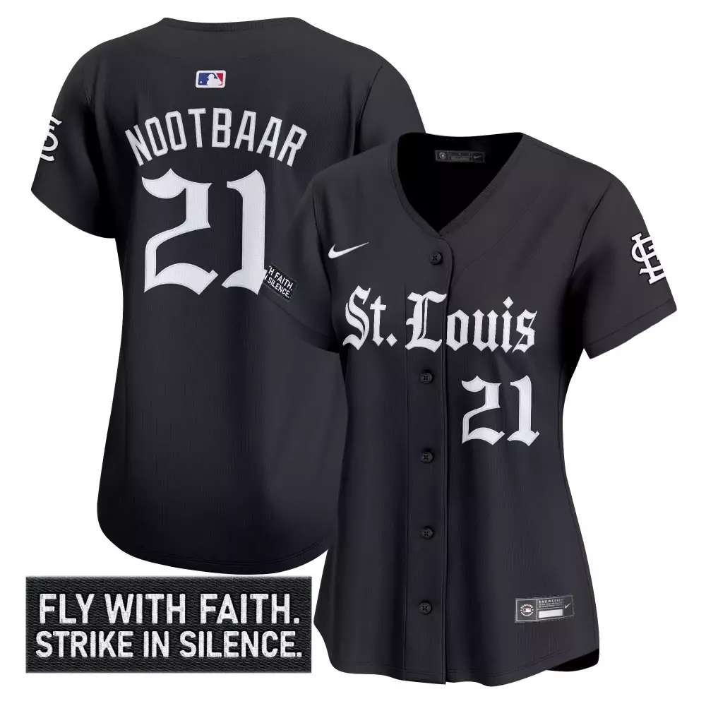 Nootbaar 21 St Louis Cardinals Black Vapor Jersey 2023 | Embroidered Patch | Women's Fan Gear | For Men, Women & Youth