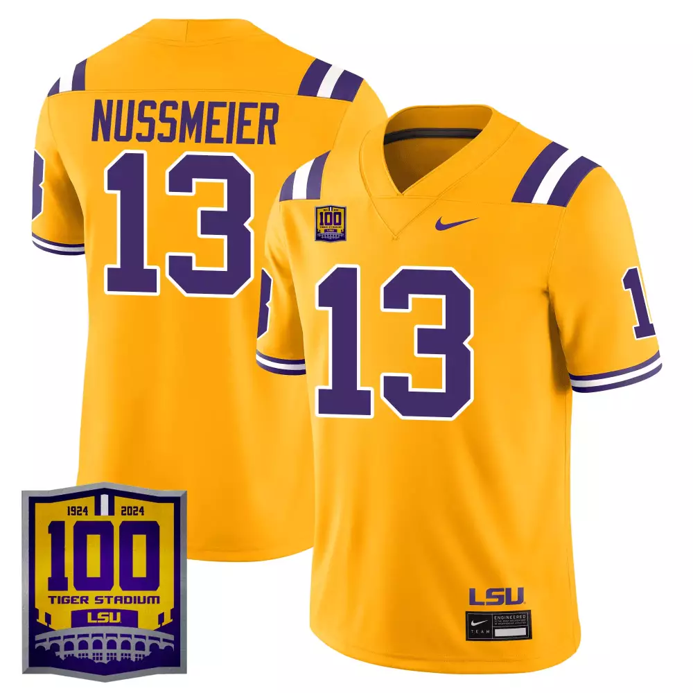 Nussmeier 13 LSU Tigers Men's Stitched Vapor Jersey | 2024 White Limited Edition with Louisiana Patch Fan Gear | For Men, Women & Youth