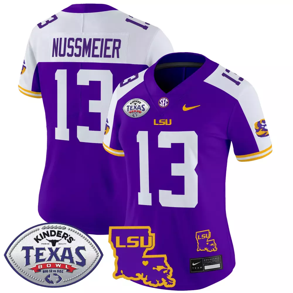 Nussmeier 13 LSU Tigers 2024 Vapor Limited Jersey | Texas Bowl Patch | Fan Gear for Women, Men & Youth