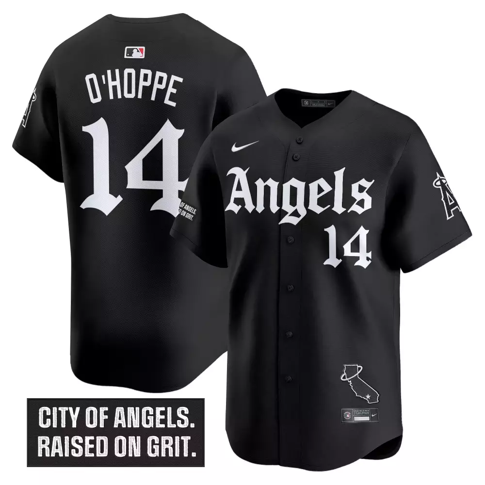 O Hoppe 14 Men's Black Stitched Vapor Jersey | Los Angeles Angels 2023 | For Men, Women & Youth