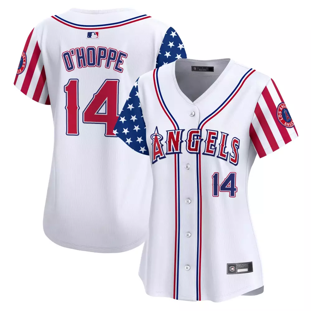 O Hoppe 14 Women's Los Angeles Angels 2025 Independence Day Vapor Jersey | Stitched Design | For Men, Women & Youth