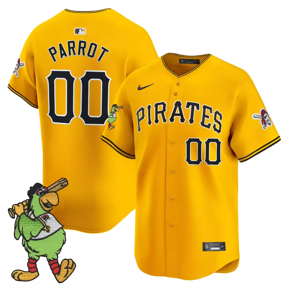 Parrot 00 Pittsburgh Pirates Men's Yellow Stitched Vapor Jersey | 2023 Limited Edition Fan Gear for Men, Women & Youth