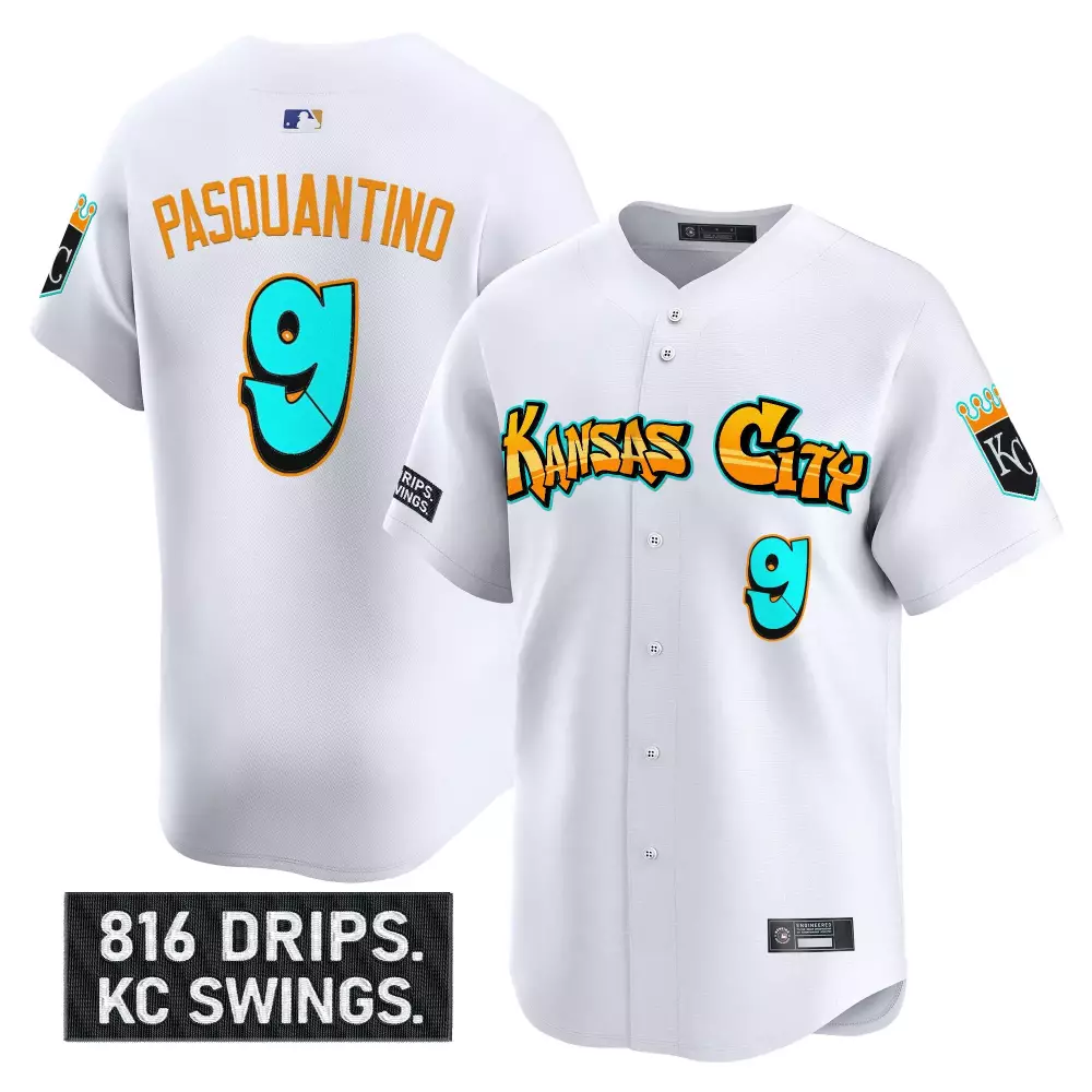 Pasquantino 9 Kansas City Royals Men's Stitched Vapor Jersey | White Graffiti Edition 2023 | Stylish Fan Gear | For Men, Women & Youth