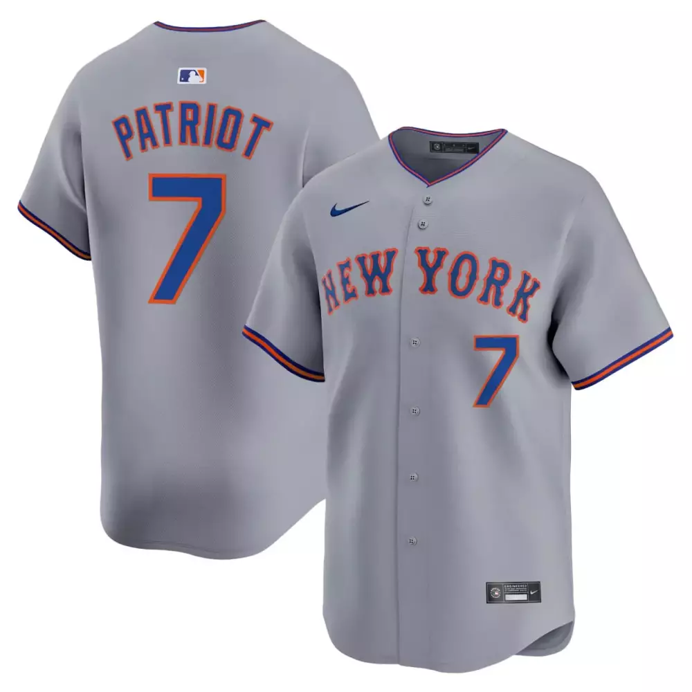 Patriot 7 Men's New York Mets Grey Vapor Jersey All Stitched 2023 Season Embroidered Patch | Stylish Fan Gear for Men