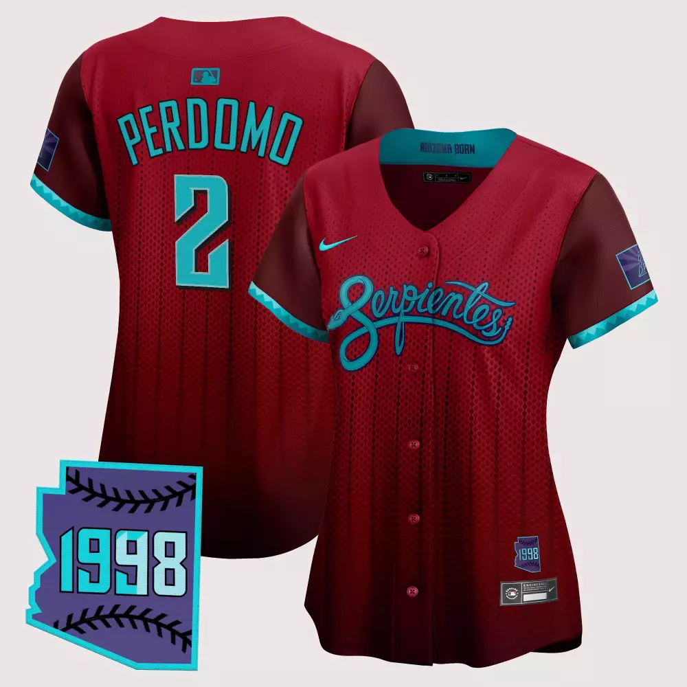 Perdomo 2 2025 Arizona Diamondbacks Vapor Jersey | Maroon Stitched with 1998 Patch | Fan Gear for Women | For Men, Women & Youth