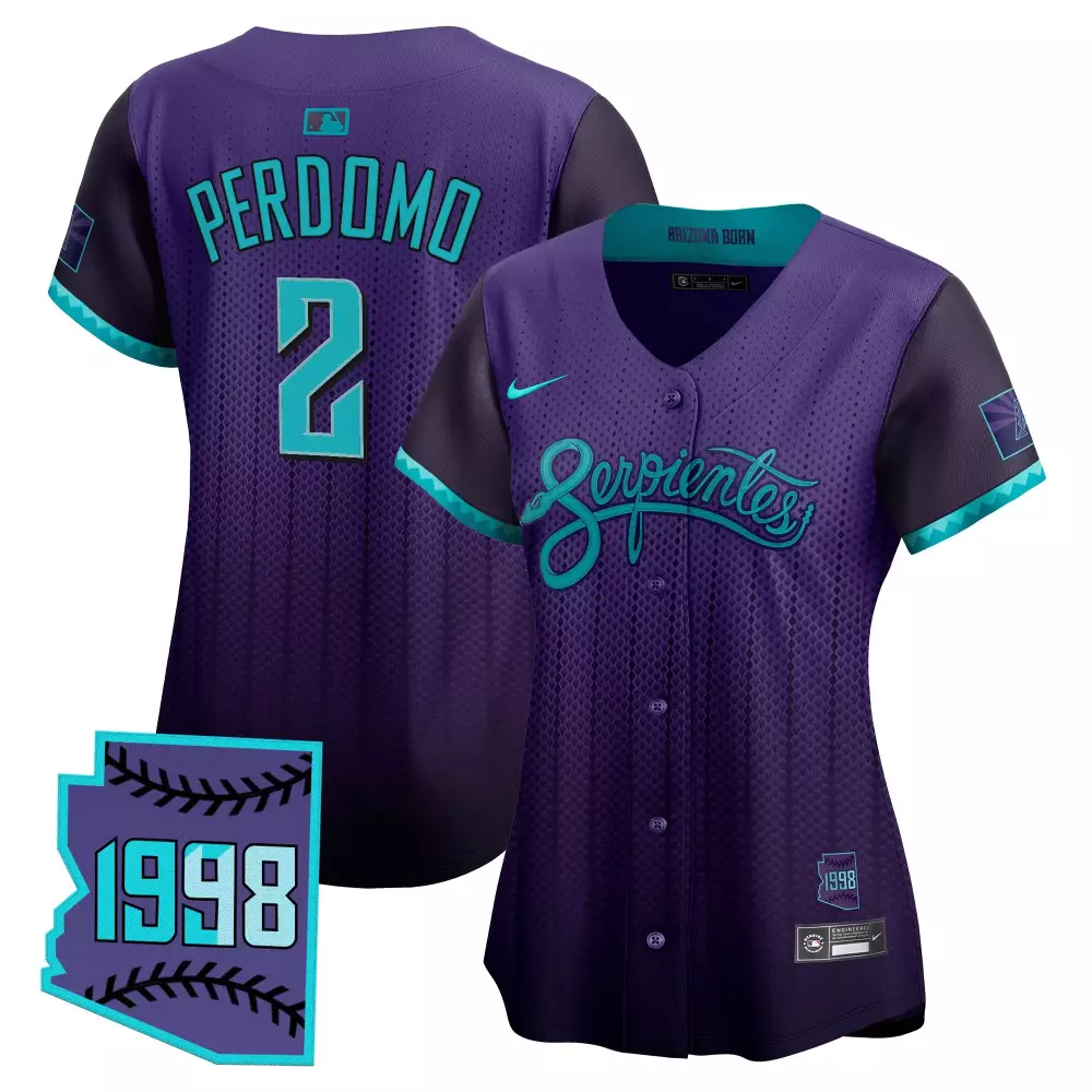 Perdomo 2 2025 Arizona Diamondbacks City Connect Jersey | Purple Stitched with 1998 Patch | Fan Gear for Women | For Men, Women & Youth