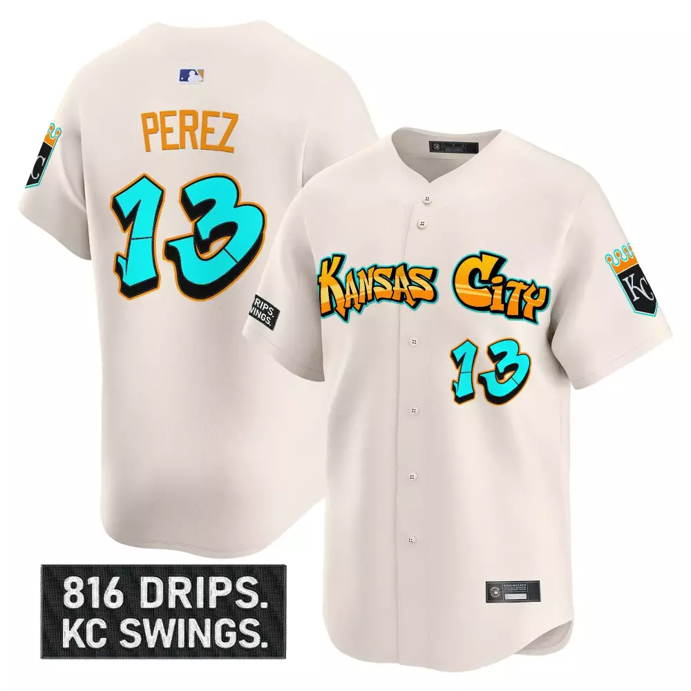 Perez 13 Kansas City Royals 2023 Men's Vapor Jersey | Graffiti Crown Edition | Fan Gear for Men
