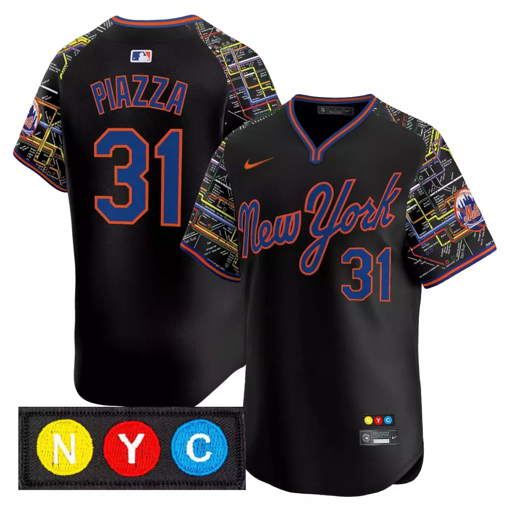 Piazza 31 Men's Black Vapor Jersey | NYC Patch 2023 | New York Mets Fan Gear | For Men, Women & Youth