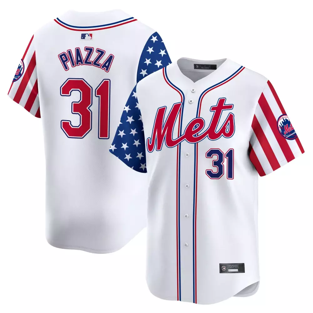 Piazza 31 Men's Stitched Vapor Jersey | White Independence Day 2025 | New York Mets Fan Gear | For Men, Women & Youth