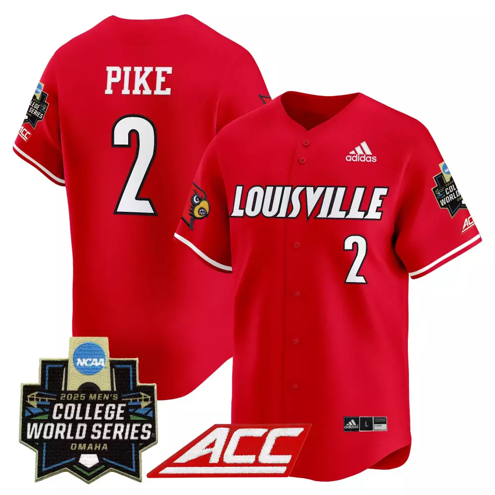 Pike 2 Men's Louisville Cardinals Red Vapor Jersey | 2025 College World Series Embroidered Patch | Fan Gear for All | For Men, Women & Youth