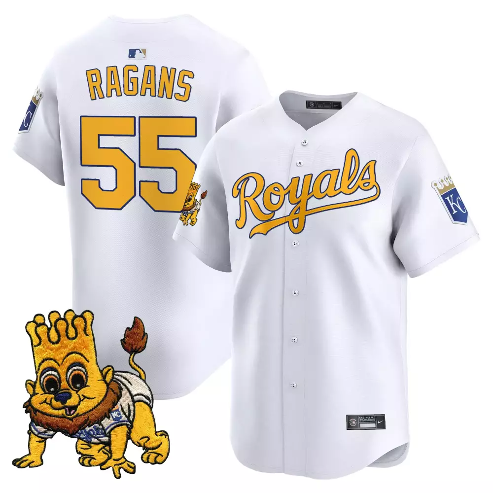 Ragans 55 Kansas City Royals Men's White Vapor Jersey | 2024 with Embroidered Sluggerrr Patch | Fan Gear | For Men