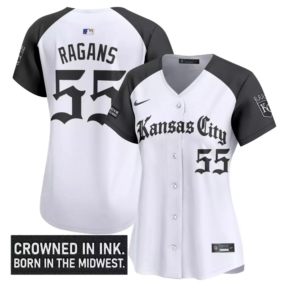 Ragans 55 Kansas City Royals 2023 White & Black Vapor Jersey | Crowned in Ink Style | Perfect for Game Day | For Men, Women & Youth