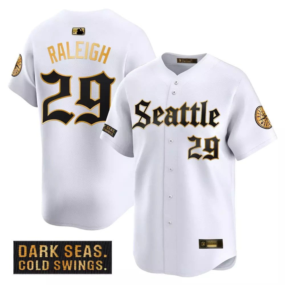 Raleigh 29 Men's Stitched Vapor Jersey | Seattle Mariners White Dark Seas Patch 2023 | Limited Edition Fan Gear | For Men, Women & Youth