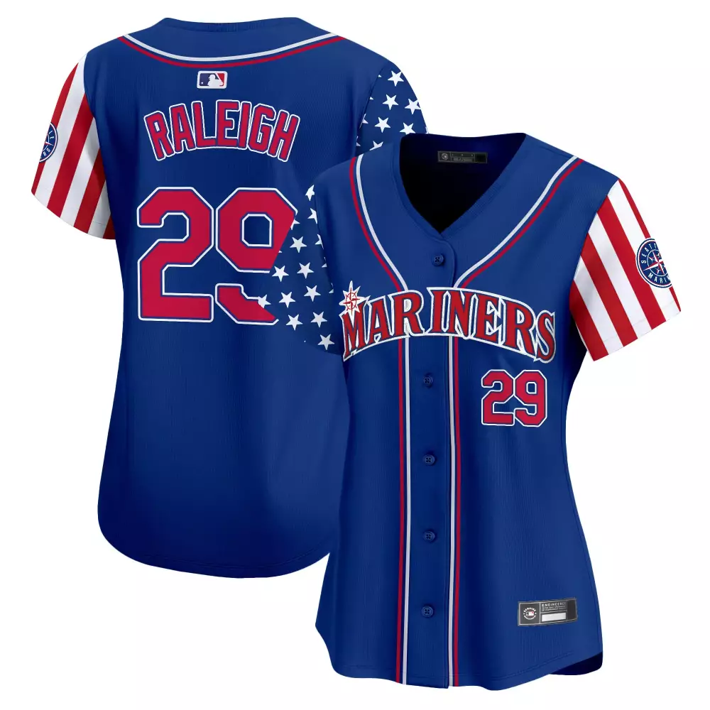 Raleigh 29 Women's Stitched Seattle Mariners 2025 Independence Day Vapor Jersey | Fan Gear for Men, Women & Youth