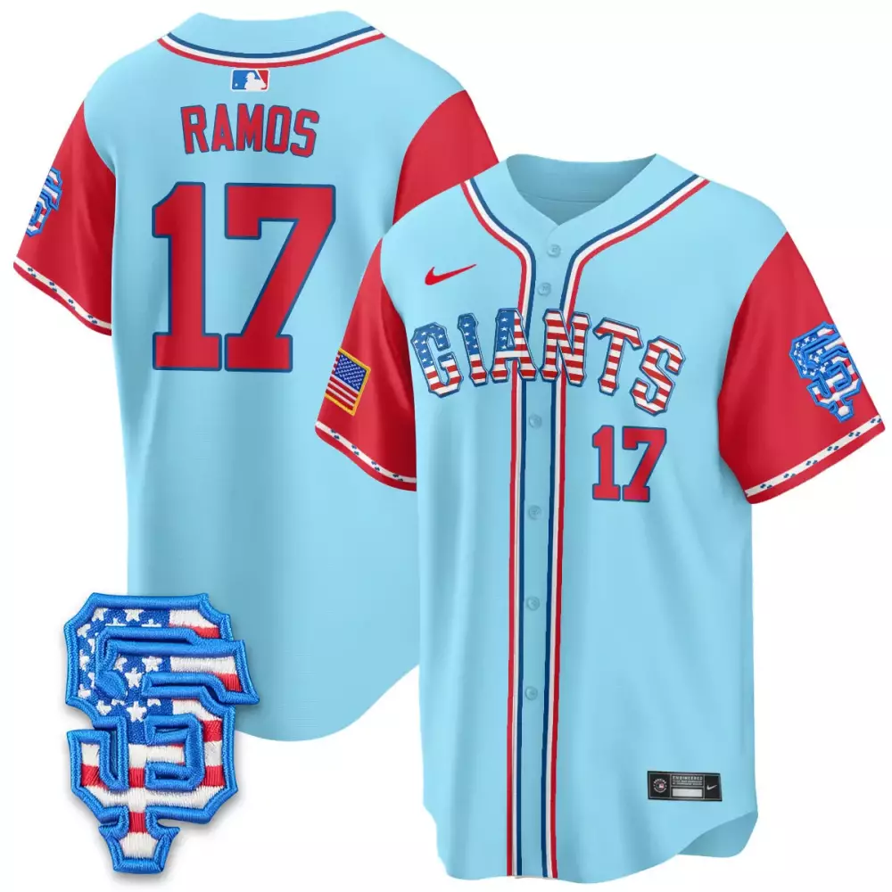 Ramos 17 San Francisco Giants 2025 Fourth of July Vapor Jersey | Light Blue Stitched Fan Gear | For Men, Women & Youth