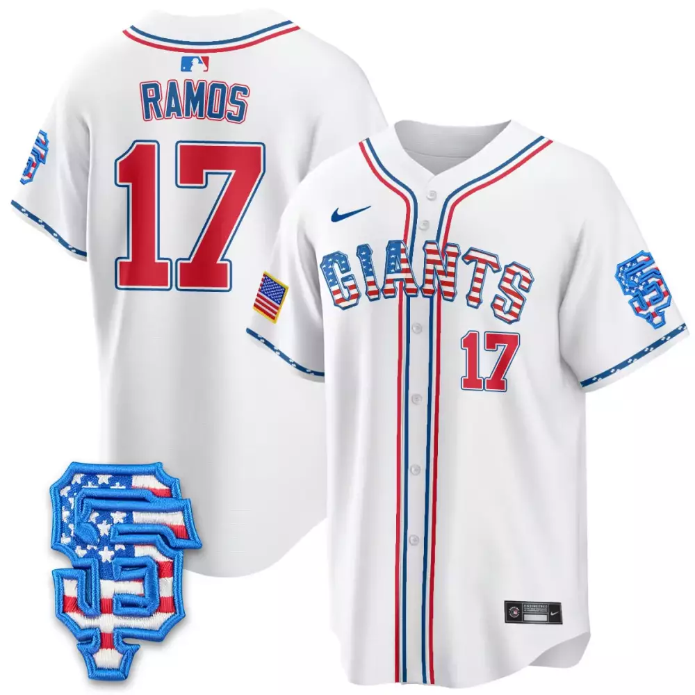 Ramos 17 San Francisco Giants Stitched Vapor Jersey | White 2025 Fourth of July Patch | For Men, Women & Youth
