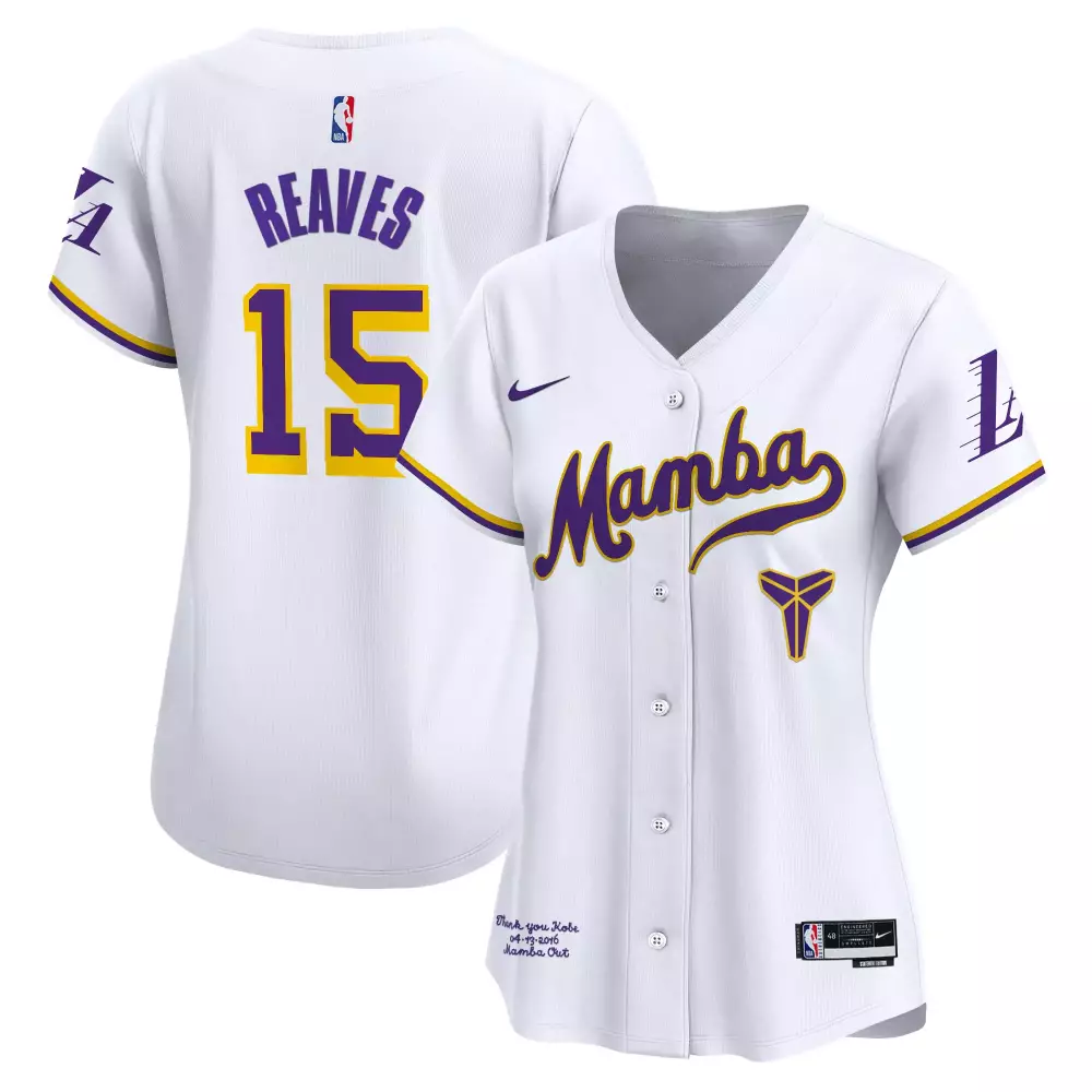 Reaves 15 Women's Stitched Vapor Jersey Los Angeles Lakers White Mamba 2023 | Limited Edition Fan Gear | For Men, Women & Youth
