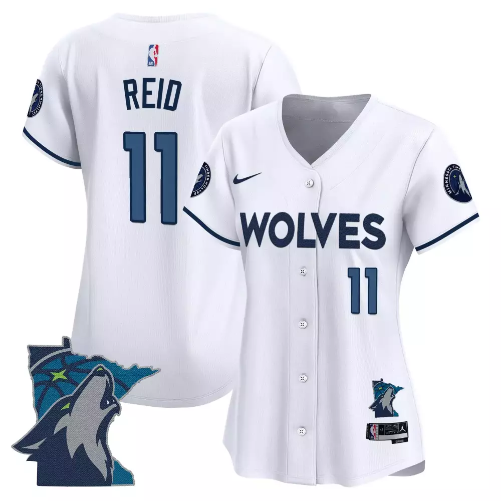 Reid 11 Minnesota Timberwolves Women's White Vapor Jersey | 2025 Edition | Embroidered Patch | Fan Gear for Men, Women & Youth