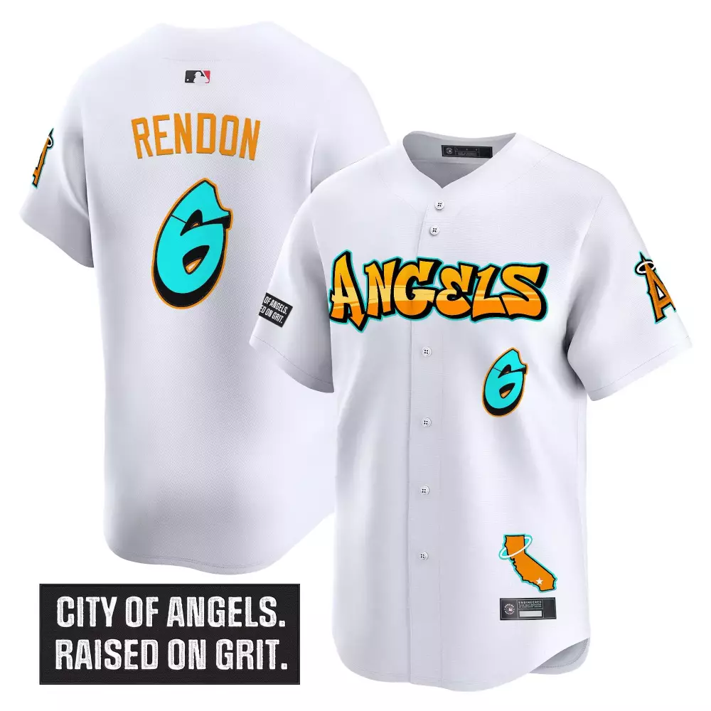 Rendon 6 Men's Stitched Vapor Jersey | Los Angeles Angels White Graffiti Edition 2023 | Fan Gear for Men, Women & Youth