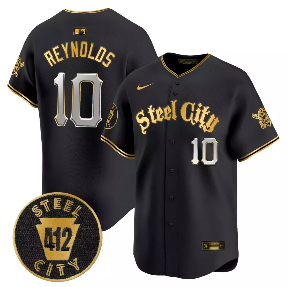 Reynolds 10 Pittsburgh Pirates 2023 Men's Stitched Vapor Jersey | Black Edition with Embroidered Patch | Limited Edition Fan Gear | For Men, Women & Youth