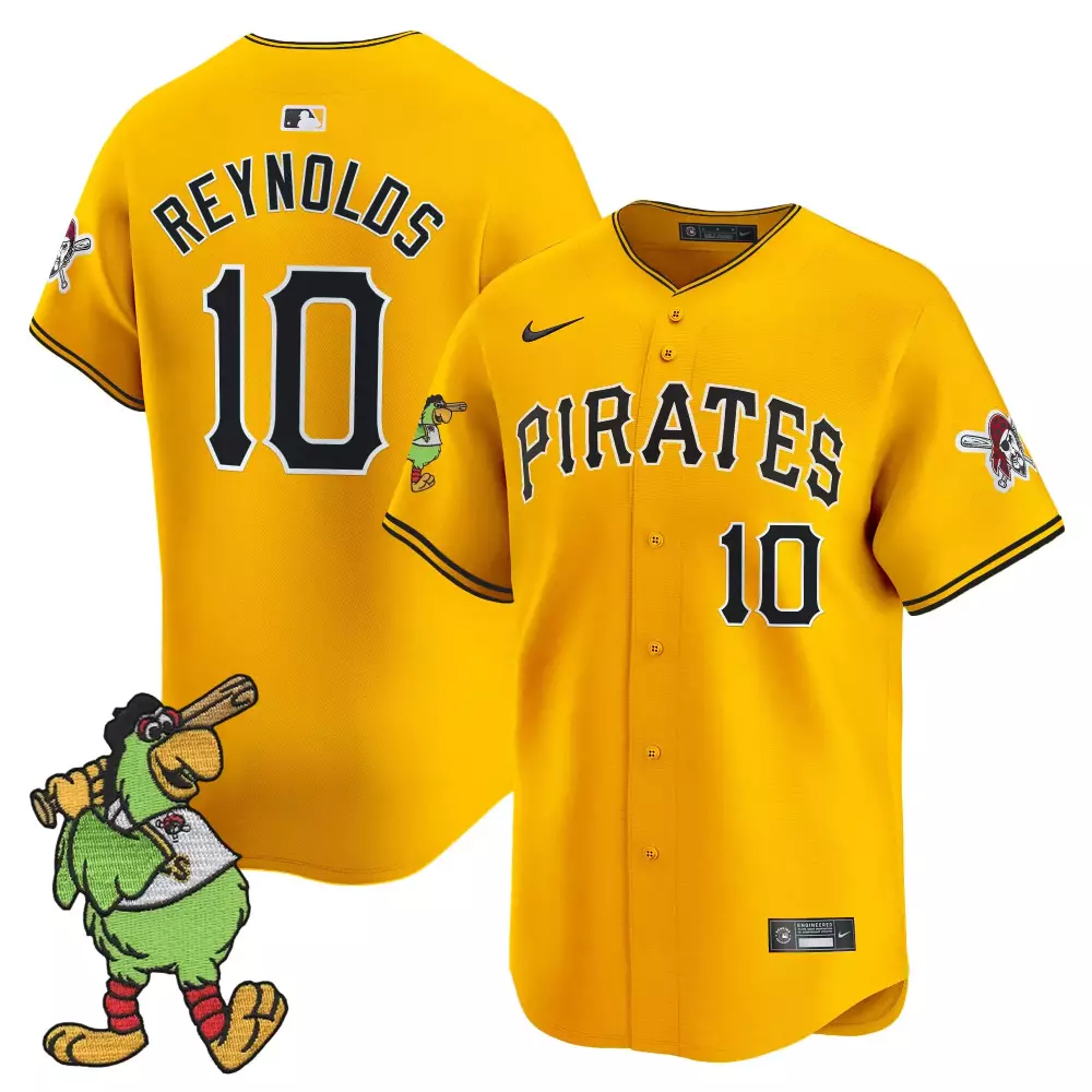 Reynolds 10 Men's Stitched Vapor Jersey | Pittsburgh Pirates Yellow with Embroidered Patch | For Men, Women & Youth