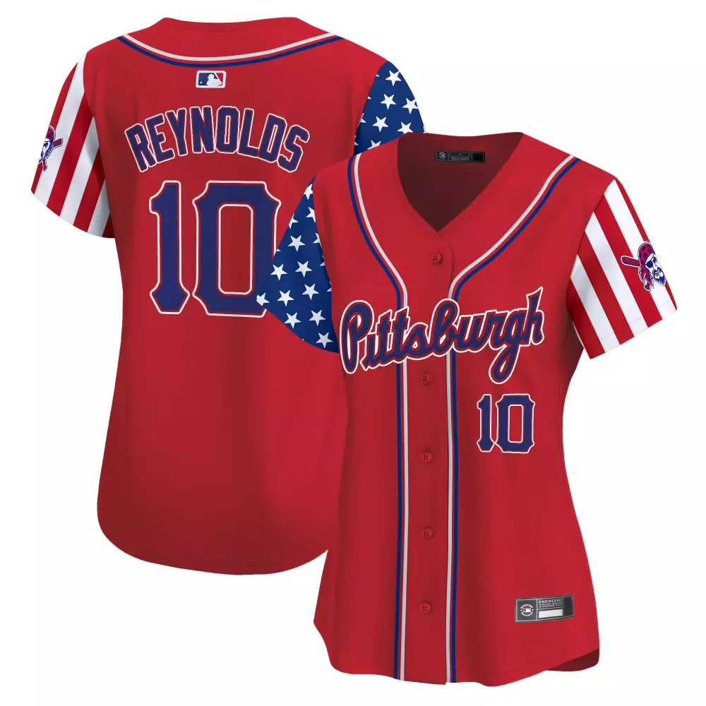 Reynolds 10 Women's Pittsburgh Pirates Red Vapor Jersey | Independence Day Patch 2025 | Game Day Outfit for Men, Women & Youth