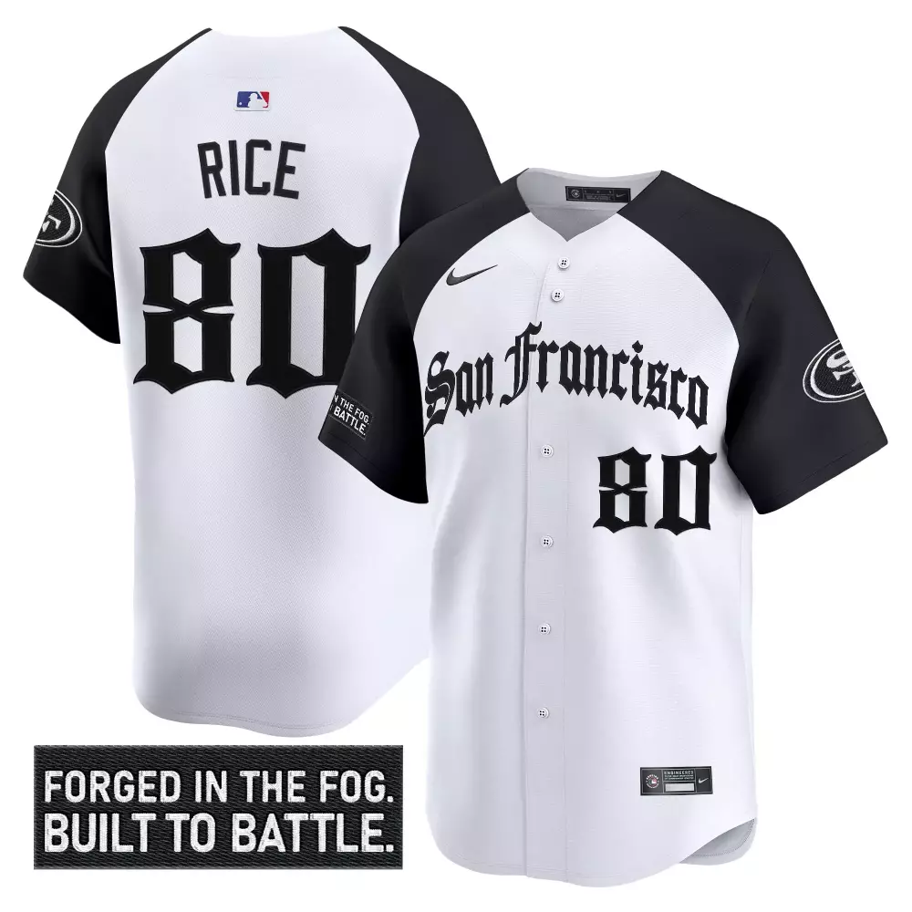 Rice 80 Men's San Francisco 49ers Vapor Jersey | White Black Forged in the Fog Patch | Fan Gear for Game Day | For Men, Women & Youth
