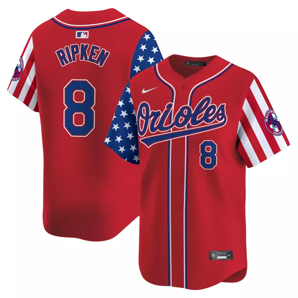 Ripken 8 Baltimore Orioles Men's Stitched Vapor Jersey | Red Independence Day 2025 | For Men, Women & Youth