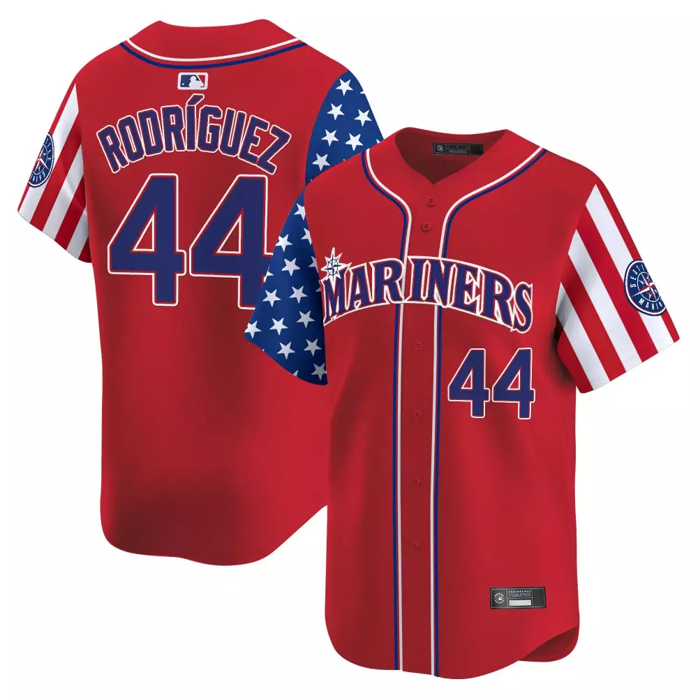 Rodríguez 44 Seattle Mariners 2025 Independence Day Stitched Vapor Jersey | Red Fan Gear | For Men, Women & Yout