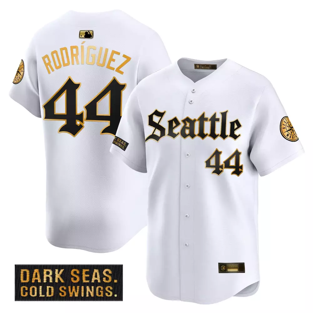 Rodríguez 44 Seattle Mariners 2023 White Dark Seas Patch Stitched Vapor Jersey | Limited Edition Fan Gear | For Men, Women & Yout