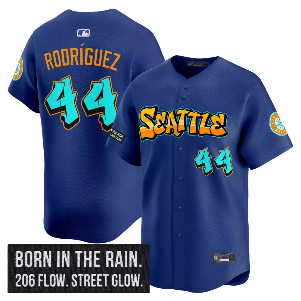 Rodríguez 44 Seattle Mariners 2023 Graffiti Edition Stitched Vapor Jersey | Blue Fan Gear | For Men, Women & Yout