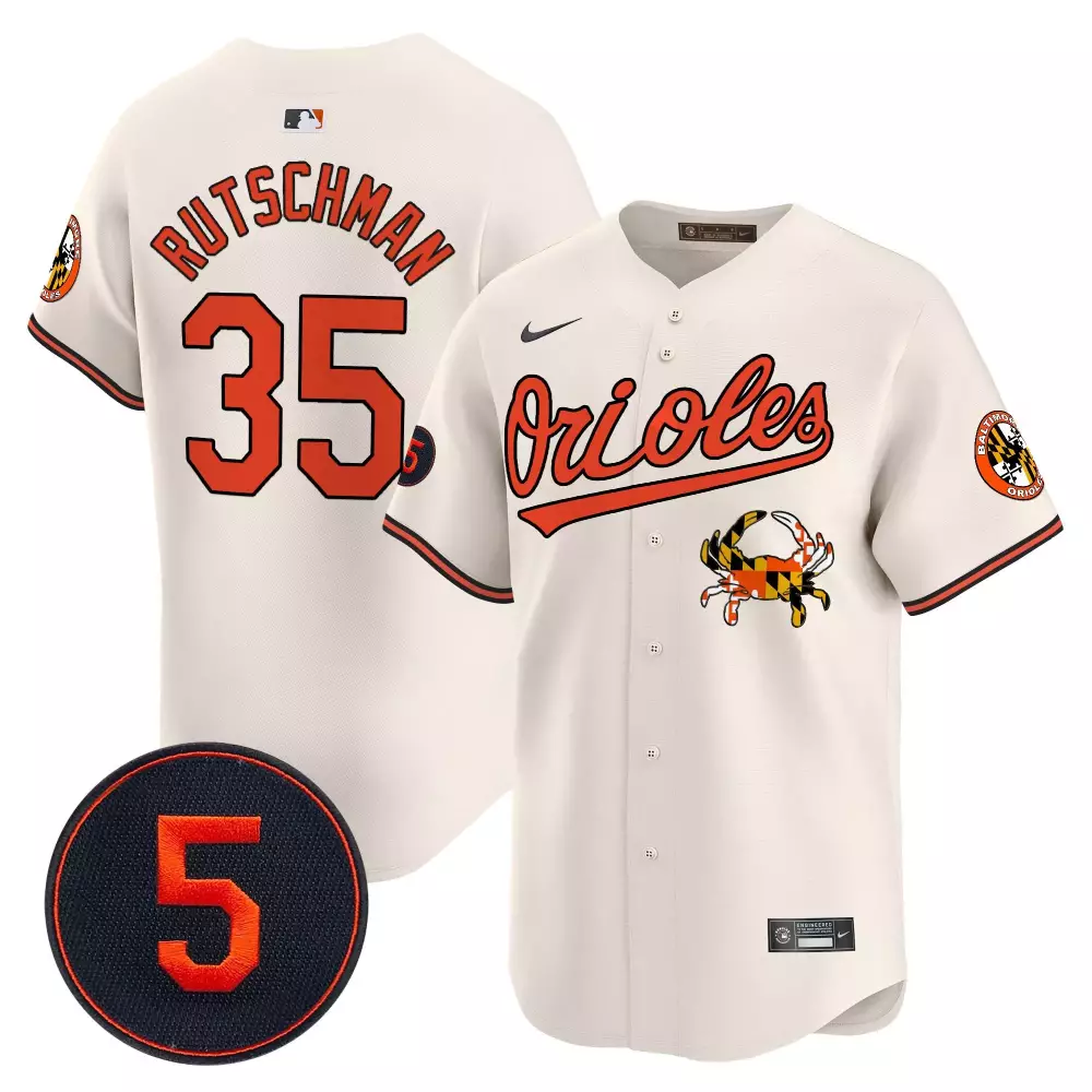 Rutschman 35 Baltimore Orioles 2023 Black & White Stitched Charm City Jersey | Stylish Fan Gear | For Men, Women & Youth