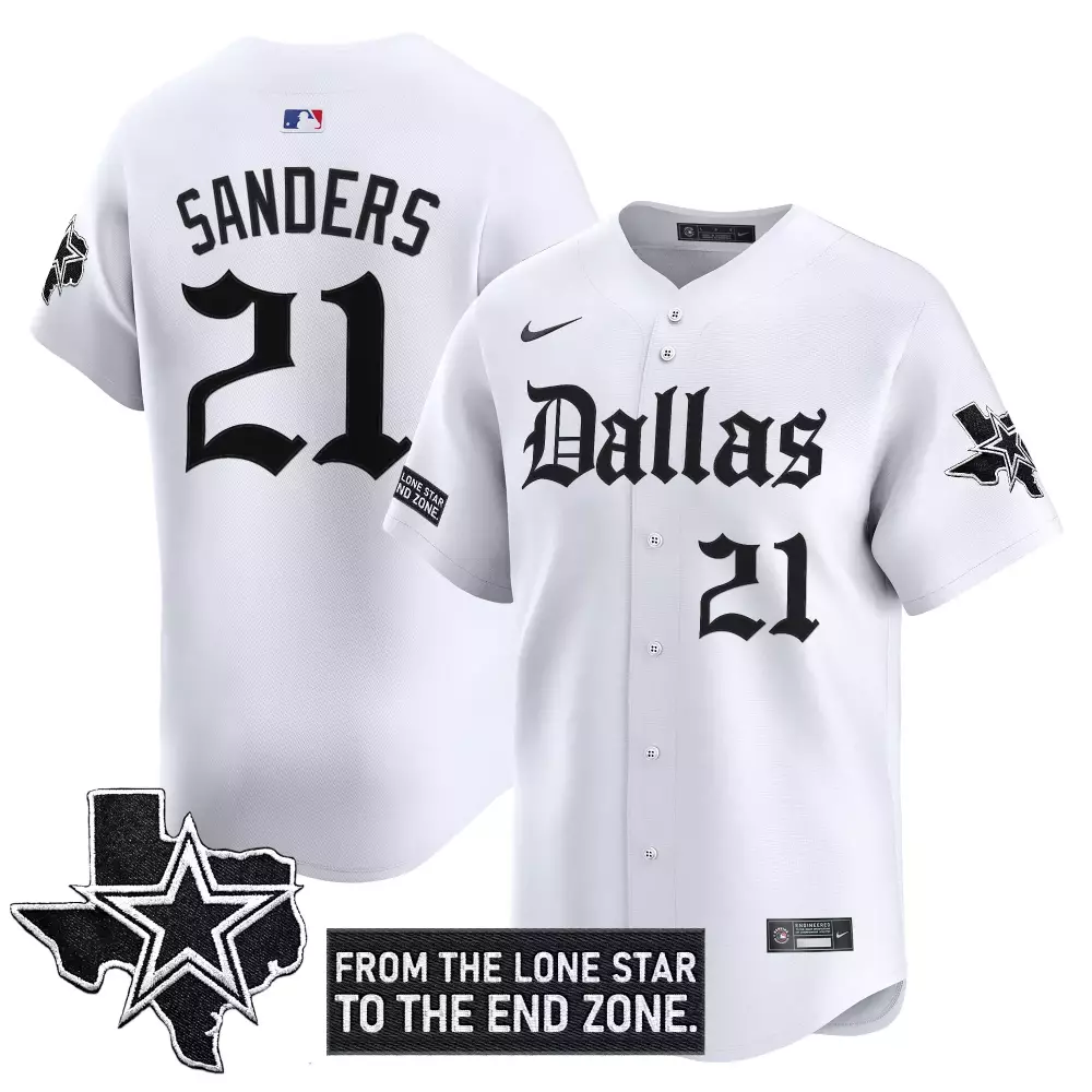 Sanders 21 Dallas Cowboys Men's White Vapor Jersey | Lone Star Edition 2023 | Classic Fan Gear | For Men, Women & Youth