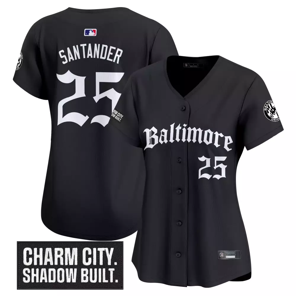 Santander 25 Baltimore Orioles 2023 Charm City Patch Jersey | Black Vapor Premier | Stylish Fan Gear | For Men, Women & Youth