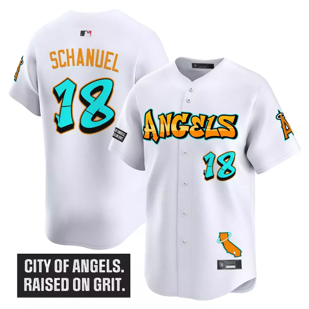 Schanuel 18 Los Angeles Angels Vapor Jersey | White Graffiti Edition 2023 | Fan Gear for Men, Women & Youth