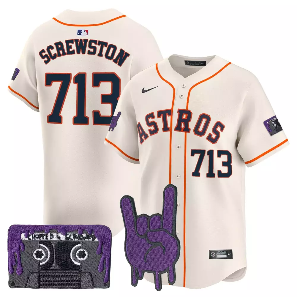 Screwston Rockets Screwston 713 Houston Astros 2023 Stitched Vapor Jersey | White Black ...