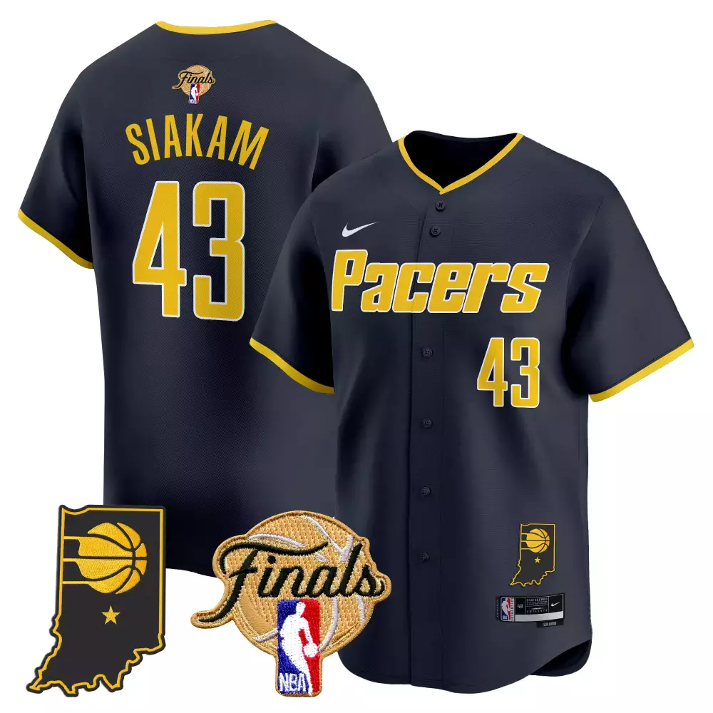 Siakam 43 Indiana Pacers 2025 Finals Jersey | Navy Embroidered Patch Vapor Style for Men, Women & Youth | Stitched Design