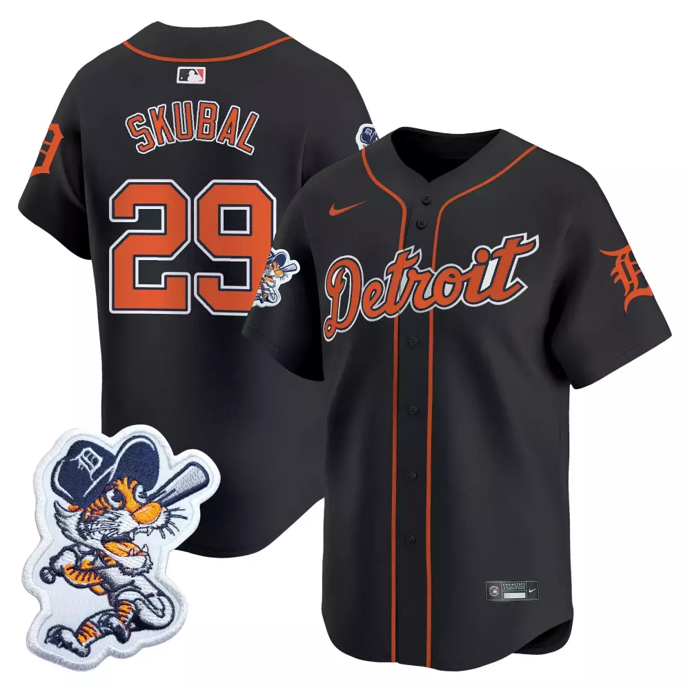 Skubal 29 Detroit Tigers Men's Vapor Stitched Jersey | Black Paws Patch Limited 2023 | For Men, Women & Youth