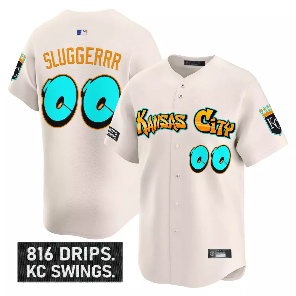 Sluggererr 00 Kansas City Royals 2023 Men's Graffiti Crown Edition Vapor Jersey | Unique Style for Fans | For Men, Women & Youth