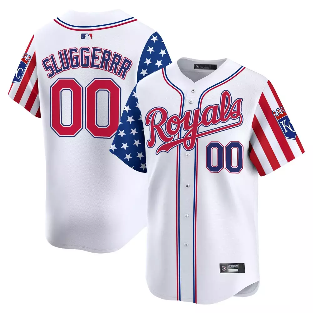 Sluggerrr 00 Kansas City Royals Men's White Vapor Jersey | Independence Day Patch Style | Perfect for Game Day | For Men, Women & Youth